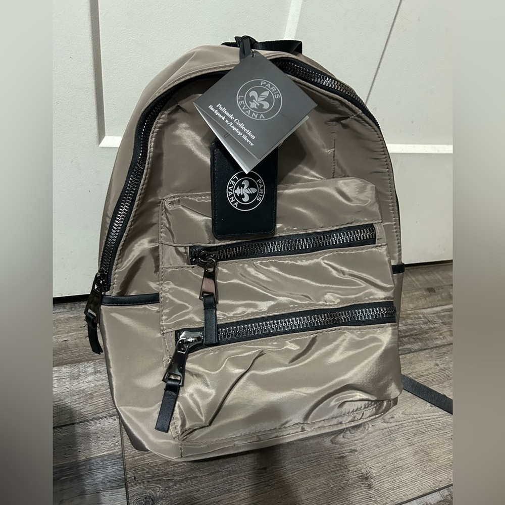 Paris Levana taupe black Backpack w/ Laptop Sleeve Palisade Collection